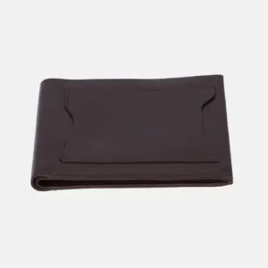 Deep Brown Leather Wallet with External Card Pocket